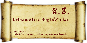 Urbanovics Boglárka névjegykártya